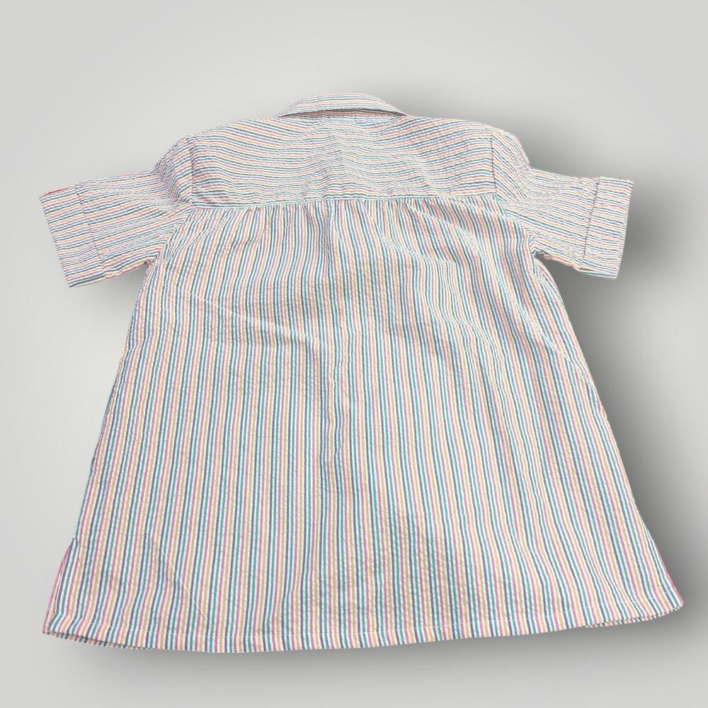 VTG Boca Bay Seersucker Vacation Shirt Women's S Multicolor Striped Button Up - Picture 10 of 15
